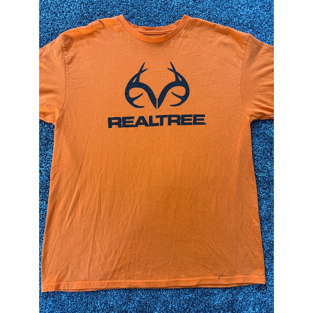 Realtree Mens XL T-Shirt Hunter Orange Graphic Logo Short Sleeve Outdoor Tee